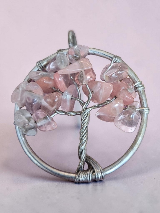 Jewelry - Tree Of LIFE Handmade ROSE quartz Crystal Pendant